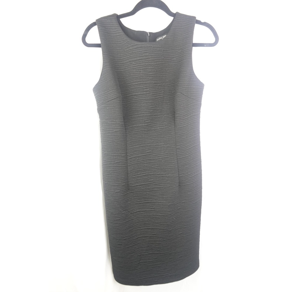 Mario Serrani Italy Black Textured Sleeveless Sheath Dress Women's Size S‎